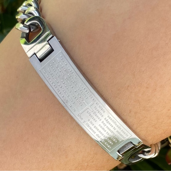 Lord’s Prayer Men Bracelet Stainless Steel/Padre Nuestro Acero Inoxidable Unisex - Picture 4 of 6